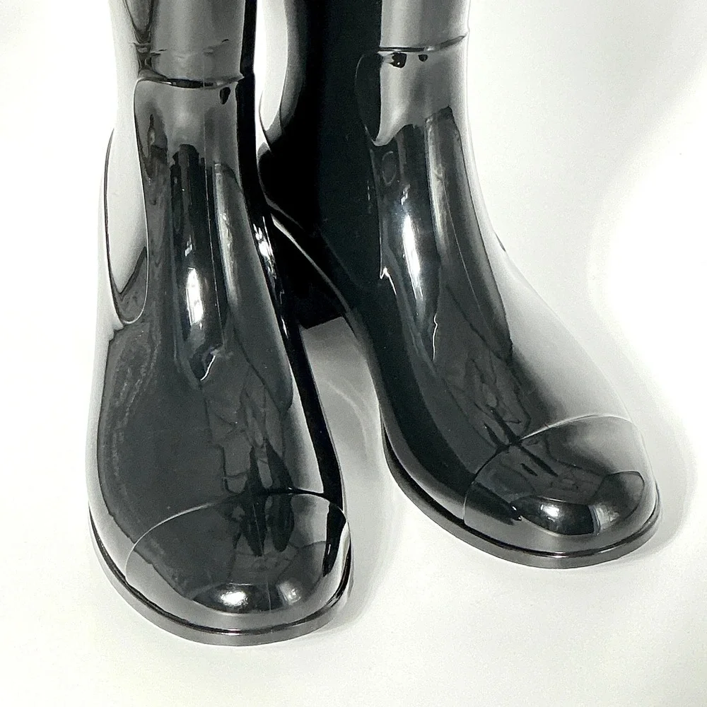 Jeffrey Campbell Size 9‎ Black Rain Boots NEW Low Heel Waterproof $90 Rainpour